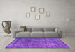 Machine Washable Oriental Purple Industrial Area Rugs in a Living Room, wshurb2243pur