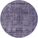 Round Mid-Century Modern Purple Oriental Rug, urb2243