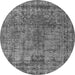 Round Machine Washable Oriental Gray Industrial Rug, wshurb2243gry