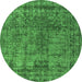 Round Oriental Green Industrial Rug, urb2243grn