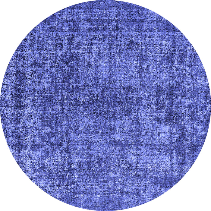 Round Oriental Blue Industrial Rug, urb2243blu