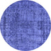 Round Oriental Blue Industrial Rug, urb2243blu