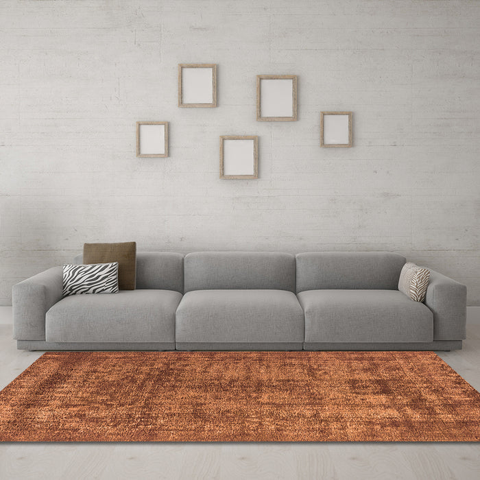 Machine Washable Oriental Orange Industrial Area Rugs in a Living Room, wshurb2243org