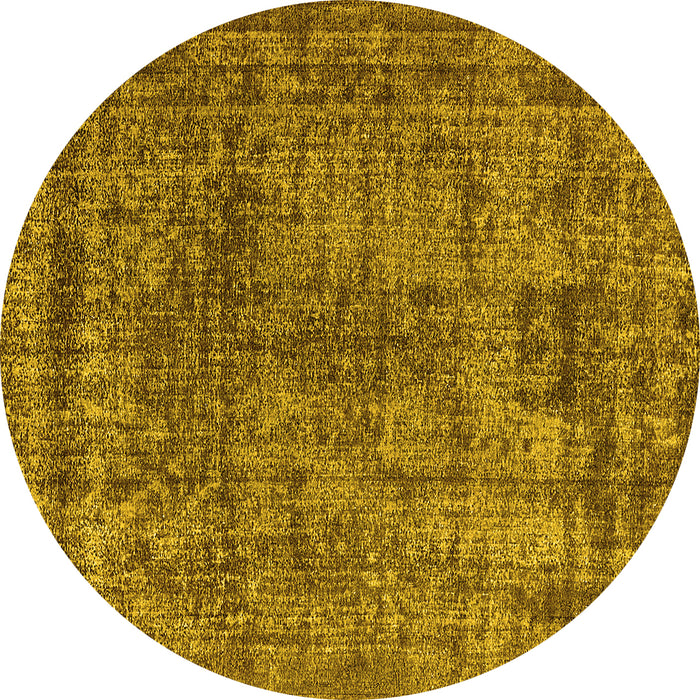 Round Machine Washable Oriental Yellow Industrial Rug, wshurb2243yw