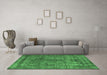 Machine Washable Oriental Emerald Green Industrial Area Rugs in a Living Room,, wshurb2243emgrn