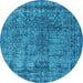 Round Oriental Light Blue Industrial Rug, urb2243lblu