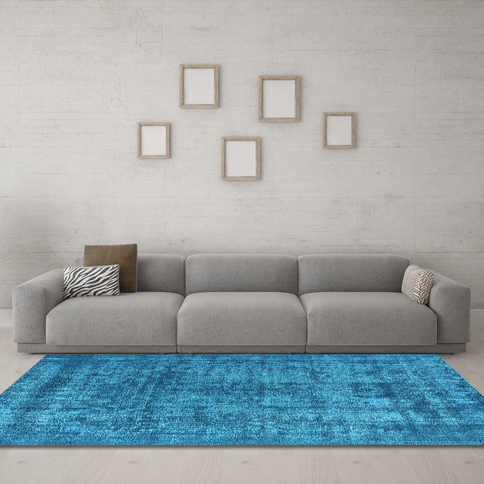 Machine Washable Oriental Light Blue Industrial Rug in a Living Room, wshurb2243lblu
