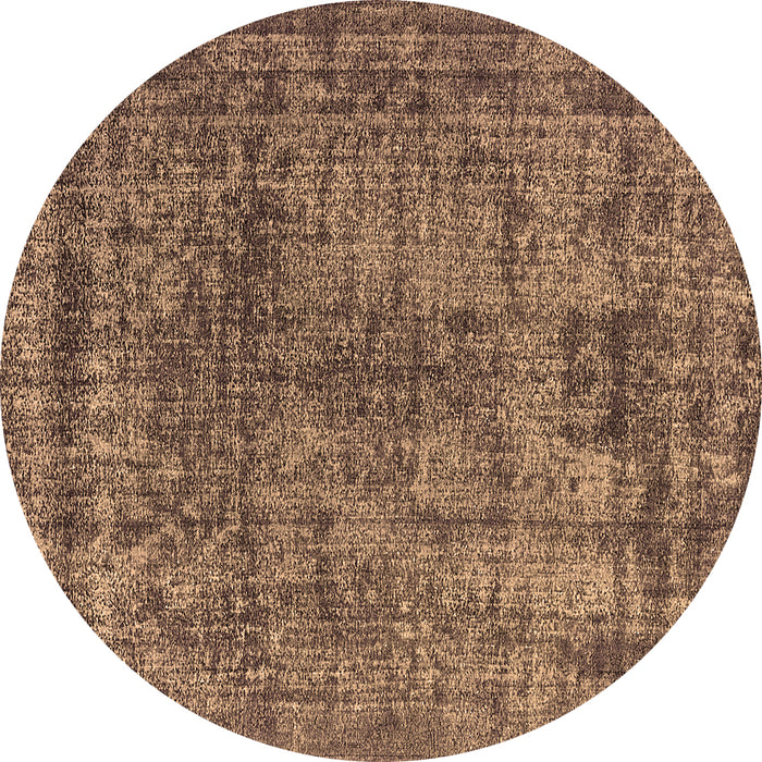 Round Machine Washable Oriental Brown Industrial Rug, wshurb2243brn