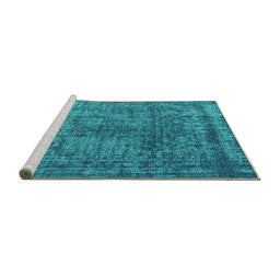 Sideview of Machine Washable Oriental Turquoise Industrial Area Rugs, wshurb2243turq