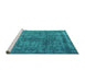 Sideview of Machine Washable Oriental Turquoise Industrial Area Rugs, wshurb2243turq