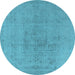 Round Oriental Light Blue Industrial Rug, urb2244lblu