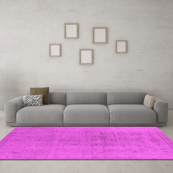 Machine Washable Oriental Pink Industrial Rug in a Living Room, wshurb2244pnk