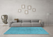 Machine Washable Oriental Light Blue Industrial Rug in a Living Room, wshurb2244lblu