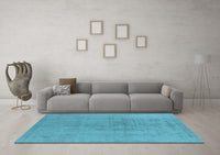 Machine Washable Oriental Light Blue Industrial Rug, wshurb2244lblu