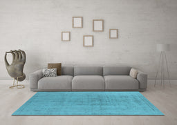 Machine Washable Oriental Light Blue Industrial Rug in a Living Room, wshurb2244lblu