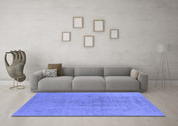 Machine Washable Oriental Blue Industrial Rug in a Living Room, wshurb2244blu