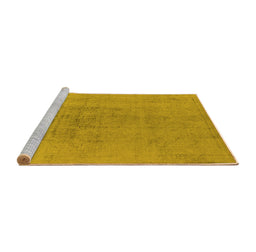 Sideview of Machine Washable Oriental Yellow Industrial Rug, wshurb2244yw