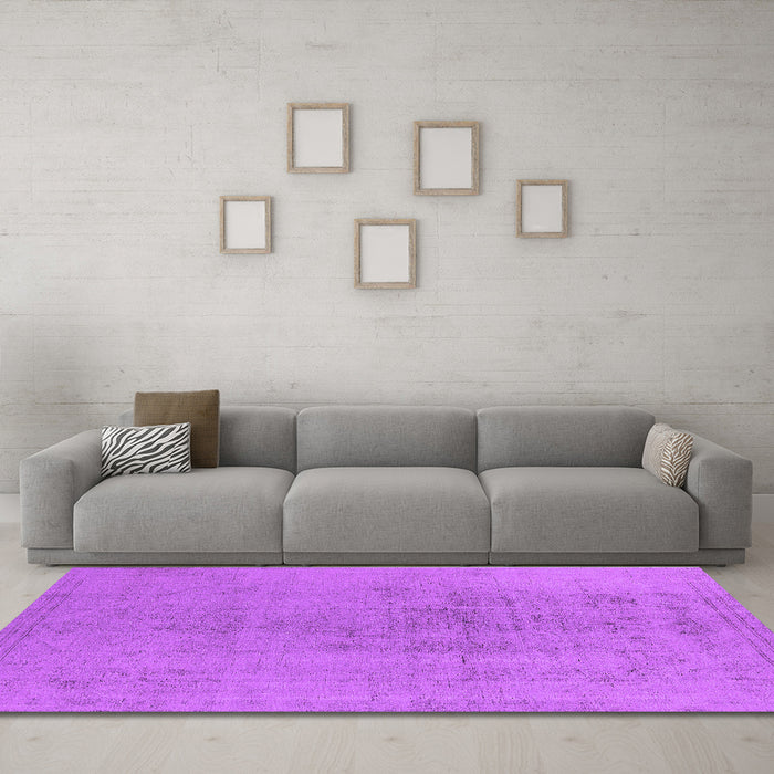 Machine Washable Oriental Purple Industrial Area Rugs in a Living Room, wshurb2244pur