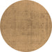 Round Oriental Brown Industrial Rug, urb2244brn