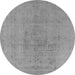 Round Machine Washable Oriental Gray Industrial Rug, wshurb2244gry