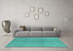 Machine Washable Oriental Turquoise Industrial Area Rugs in a Living Room,, wshurb2244turq