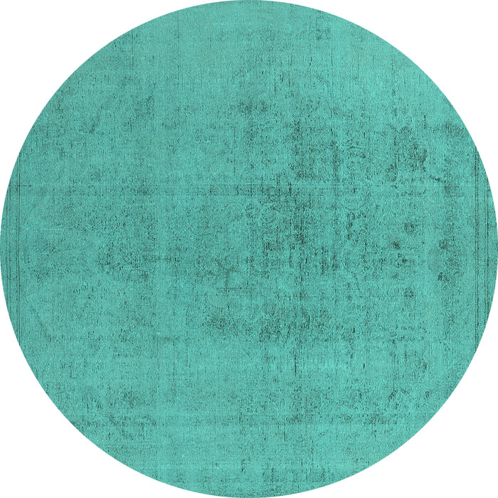 Round Oriental Turquoise Industrial Rug, urb2244turq