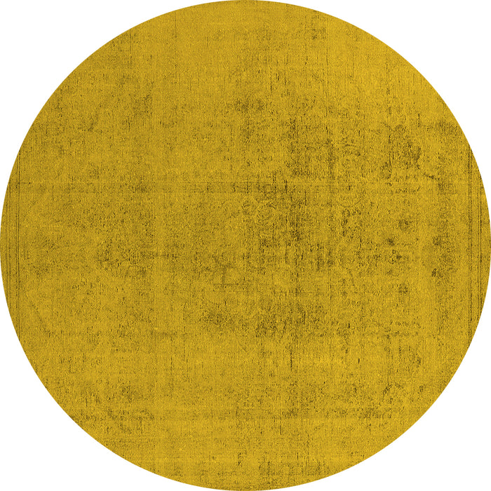Round Oriental Yellow Industrial Rug, urb2244yw