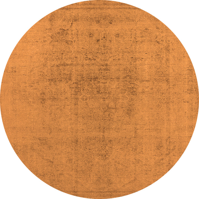 Round Machine Washable Oriental Orange Industrial Area Rugs, wshurb2244org