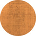 Round Machine Washable Oriental Orange Industrial Area Rugs, wshurb2244org