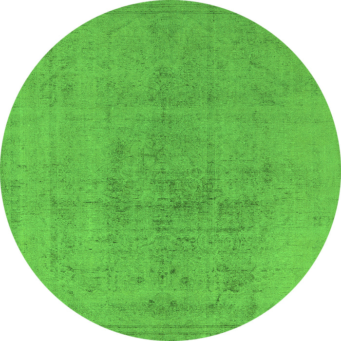 Round Machine Washable Oriental Green Industrial Area Rugs, wshurb2244grn