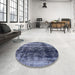 Round Machine Washable Industrial Modern Light Purple Blue Rug in a Office, wshurb2245