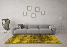 Machine Washable Oriental Yellow Industrial Rug in a Living Room, wshurb2245yw