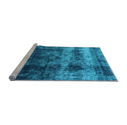 Sideview of Machine Washable Oriental Light Blue Industrial Rug, wshurb2245lblu