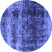 Round Oriental Blue Industrial Rug, urb2245blu