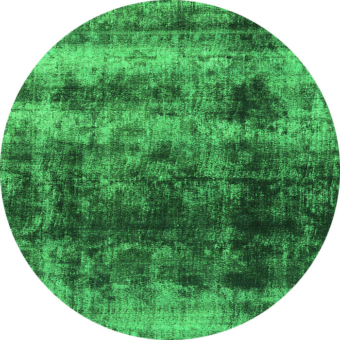 Round Machine Washable Oriental Green Industrial Area Rugs, wshurb2245grn