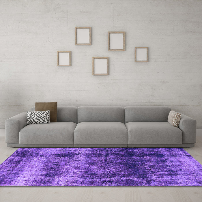 Machine Washable Oriental Purple Industrial Area Rugs in a Living Room, wshurb2245pur