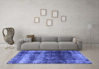 Machine Washable Oriental Blue Industrial Rug, wshurb2245blu