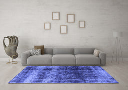 Machine Washable Oriental Blue Industrial Rug in a Living Room, wshurb2245blu