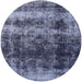 Round Mid-Century Modern Light Purple Blue Oriental Rug, urb2245