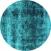 Round Oriental Turquoise Industrial Rug, urb2245turq