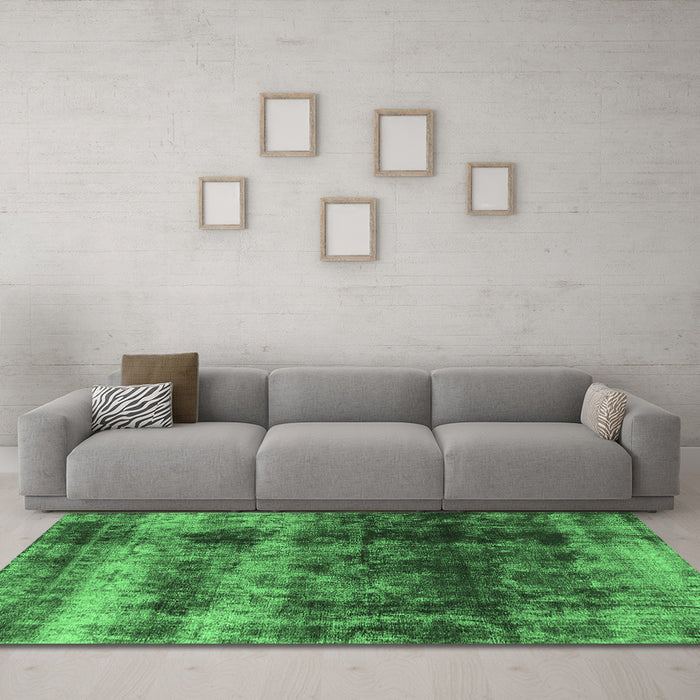 Machine Washable Oriental Emerald Green Industrial Area Rugs in a Living Room,, wshurb2245emgrn