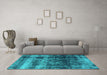 Machine Washable Oriental Turquoise Industrial Area Rugs in a Living Room,, wshurb2245turq