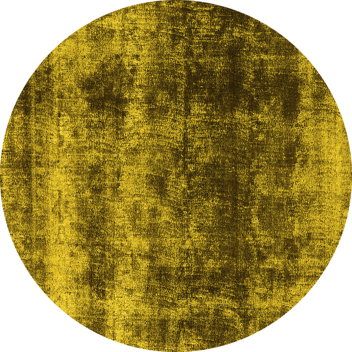 Round Machine Washable Oriental Yellow Industrial Rug, wshurb2245yw