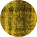 Round Oriental Yellow Industrial Rug, urb2245yw