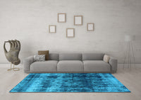 Machine Washable Oriental Light Blue Industrial Rug, wshurb2245lblu