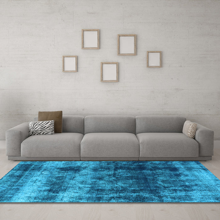 Machine Washable Oriental Light Blue Industrial Rug in a Living Room, wshurb2245lblu