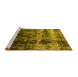 Sideview of Machine Washable Oriental Yellow Industrial Rug, wshurb2245yw