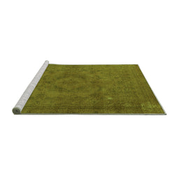 Sideview of Machine Washable Oriental Green Industrial Area Rugs, wshurb2246grn