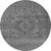 Round Oriental Gray Industrial Rug, urb2246gry