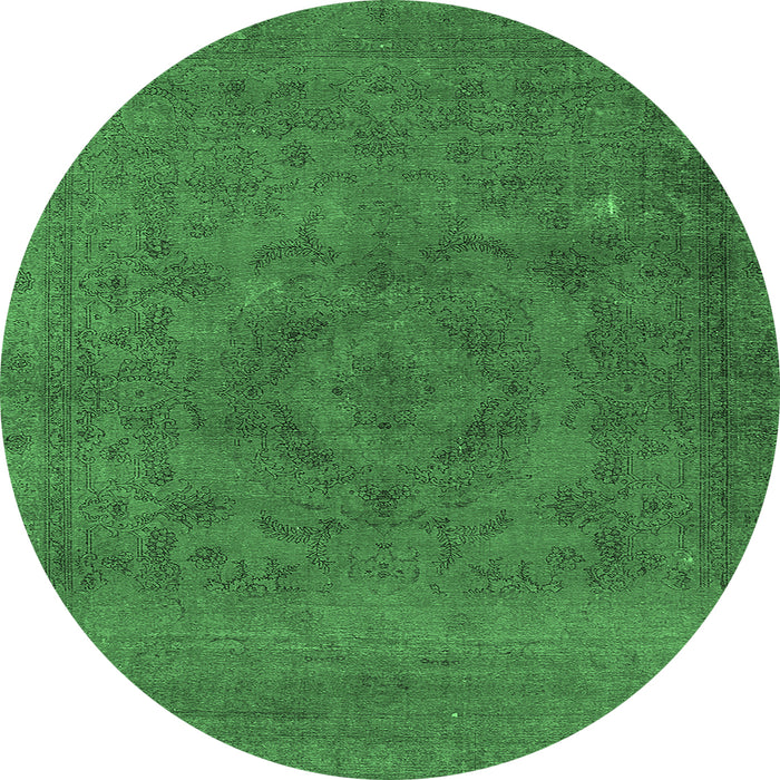 Round Oriental Emerald Green Industrial Rug, urb2246emgrn